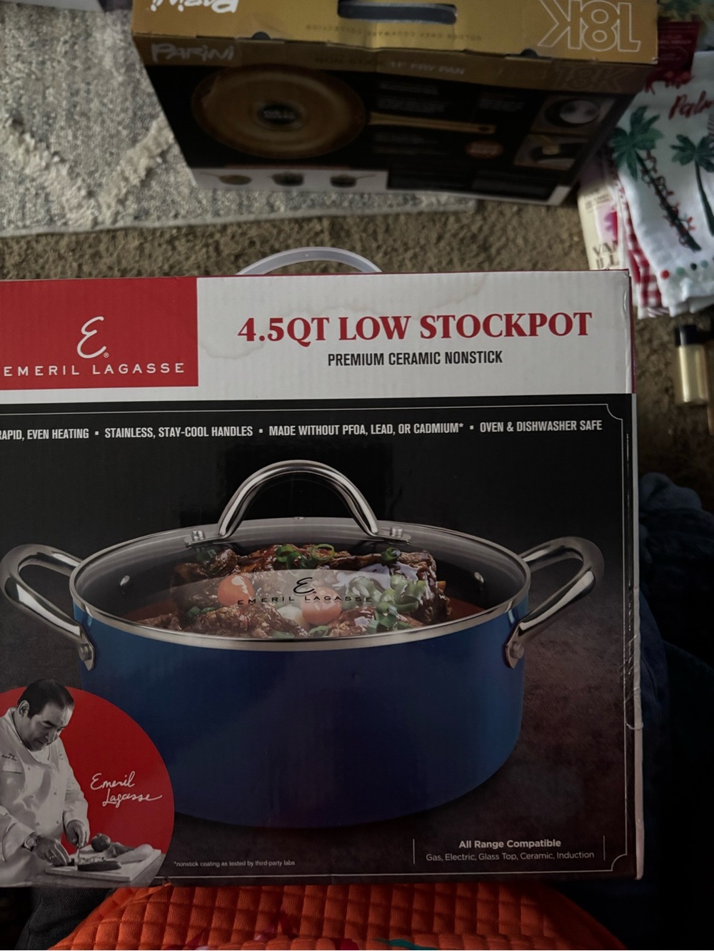 4.5QT Low Stockpot in Blue - Ceramic Nonstick